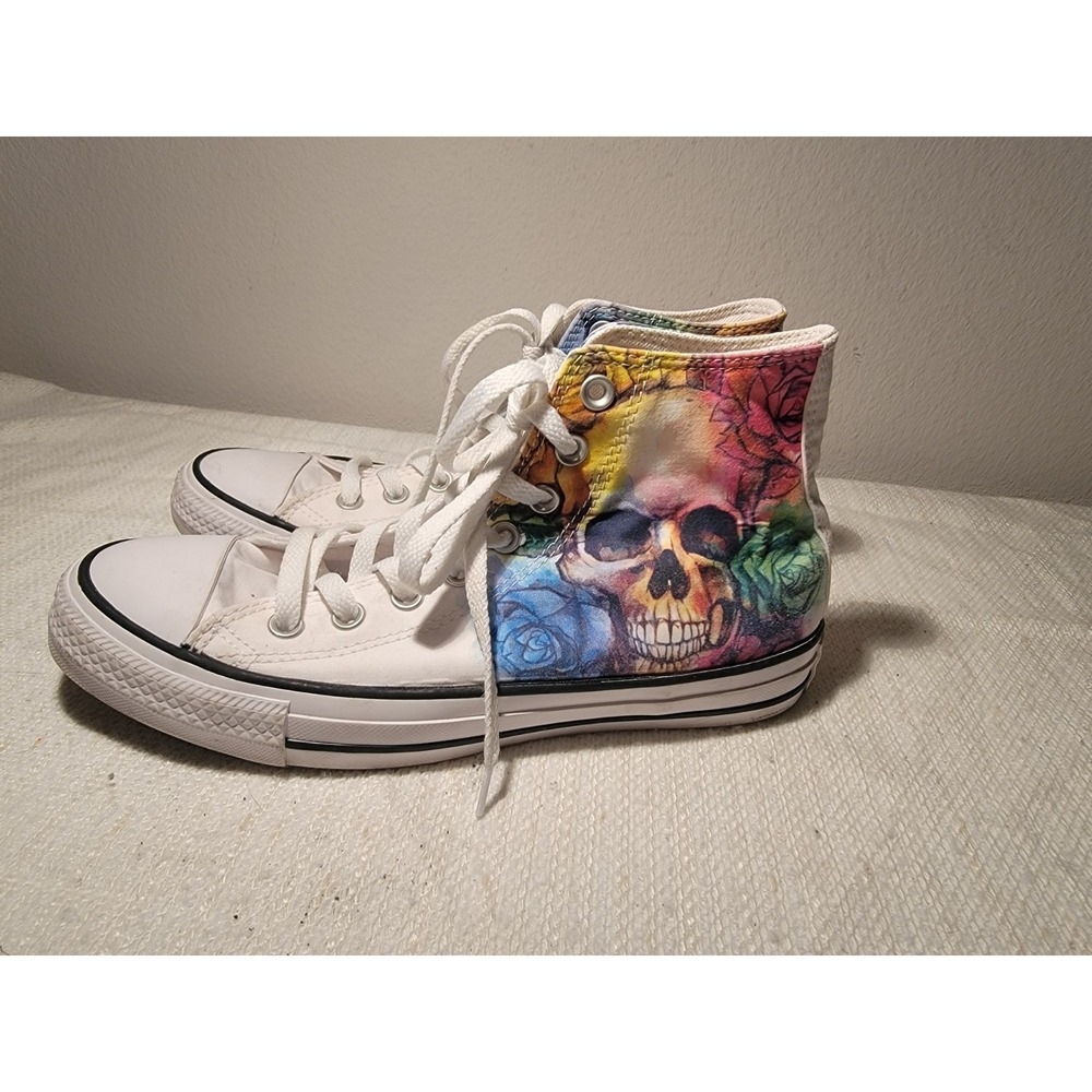Converse Chuck Taylor All Stars Skull & Roses High Top‎ Sneakers W 9 M 7 *RARE